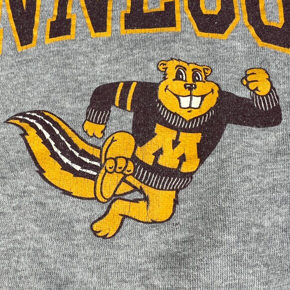 Y2K TCX Minnesota Golden Gophers Sweatshirt Adult Large Grey Faded Logo Hoodie - Picture 7 of 16
